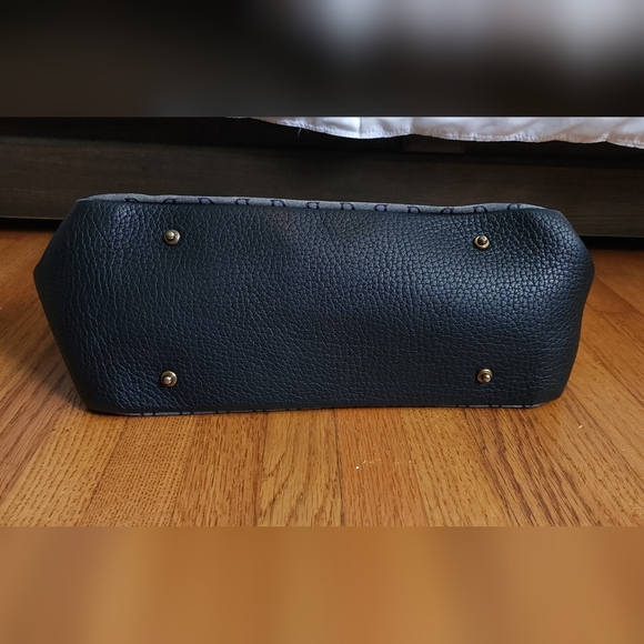 Dooney & Bourke Navy Monogram Fabric & Leather Shoulder Bag Magnetic - Picture 14 of 14